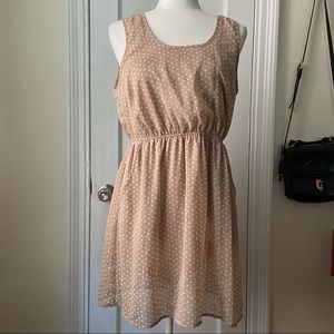 Cute tan and white polka dot summer dress